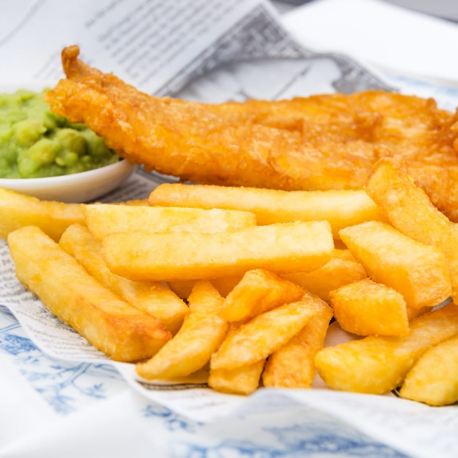 Fish and chips on the harbour in Lynmouth