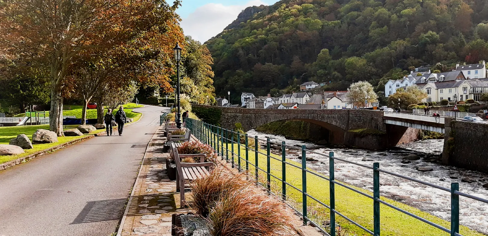 Autumn colours along the East Lyn River in Lynmouth, Exmoor National Park