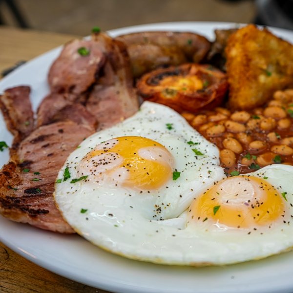 Full English breakfast at the Chough's Nest Hotel, Lynton Devon