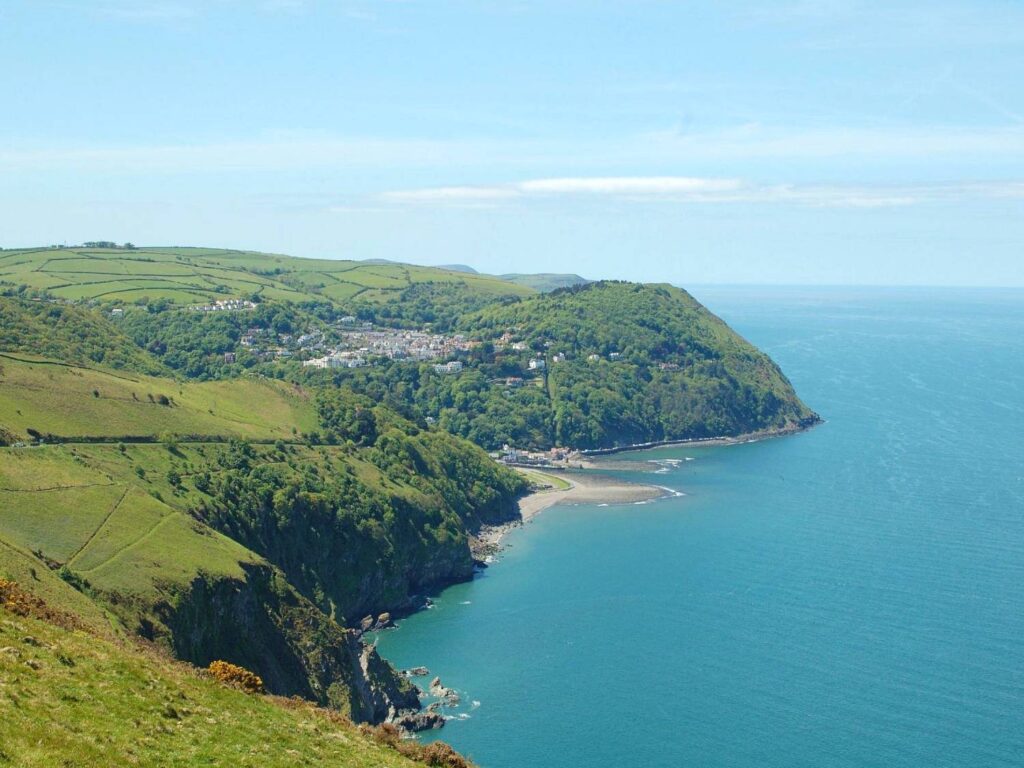 Panoramic view of Lynton and Lynmouth on the North Devon coast