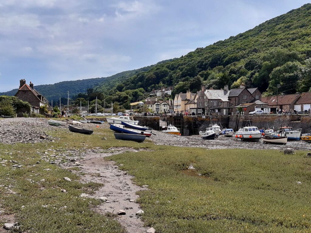 Porlock Weir harbour on the Exmoor coast in Somerset