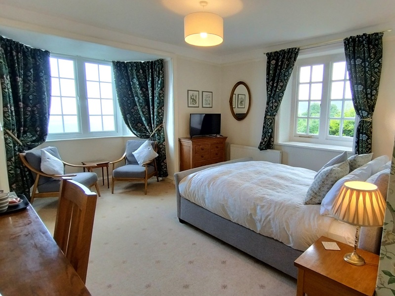 Dual-aspect Superior double room with sea views at Chough's Nest Hotel