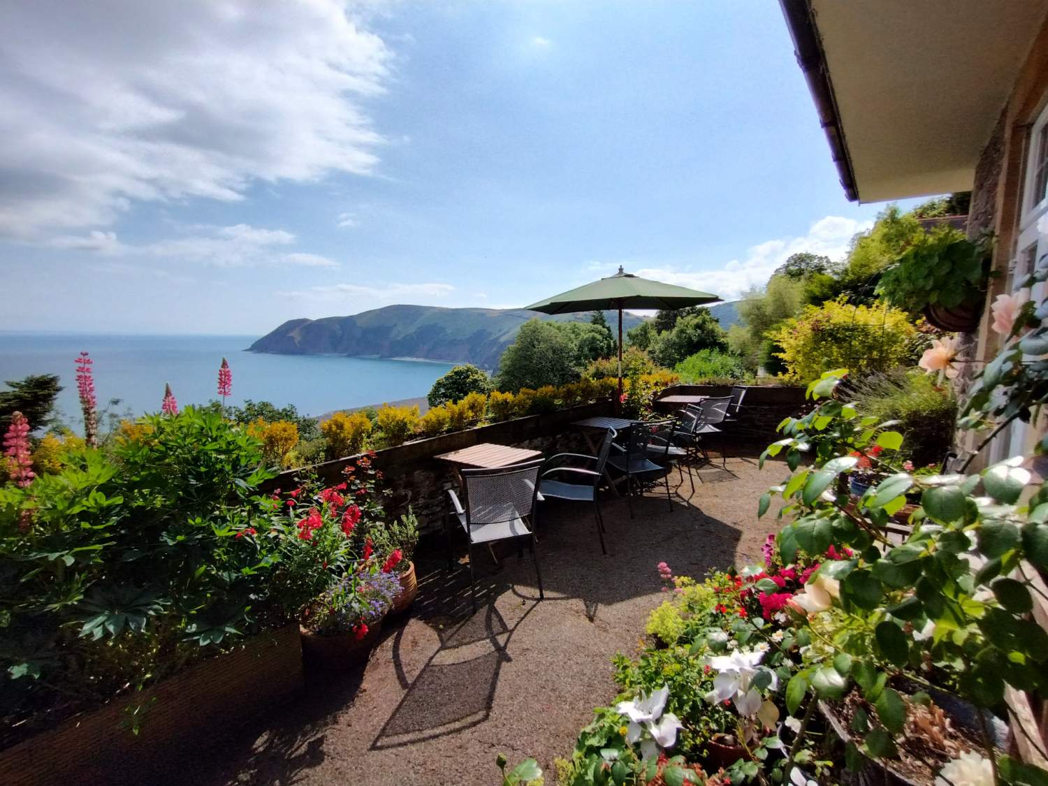 Garden terrace at Chough's Nest Hotel