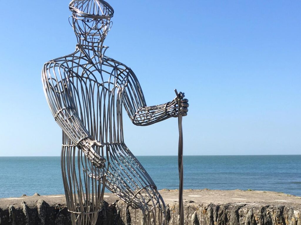 Statue of The Walker in Lynmouth, commemorating the Coleridge Way